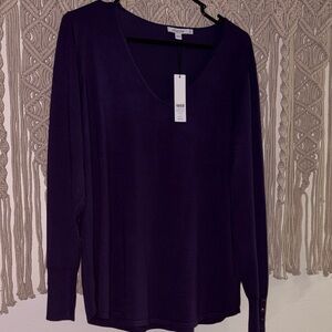 Chico's Deep Plum V-Neck Long Sleeve Top